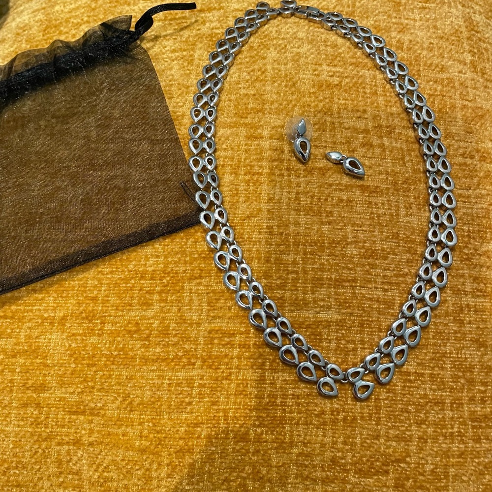 Silver Necklace and Earring Set… EUC
